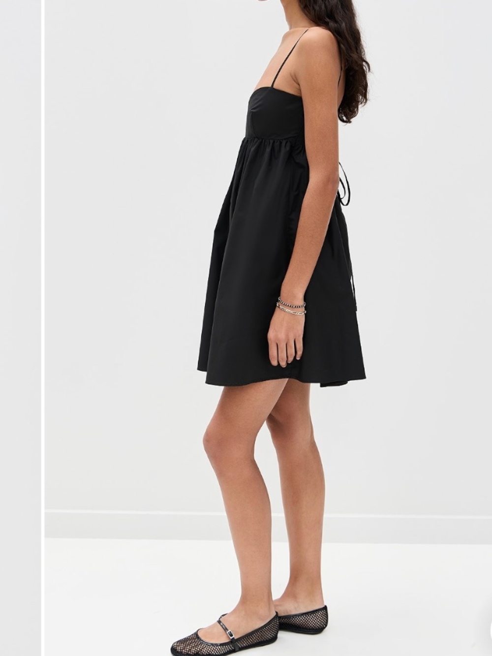 Susana Monaco Cotton Poplin Lace-Up Babydoll Mini Dress Black XL Lightweight NWT - Picture 3 of 16